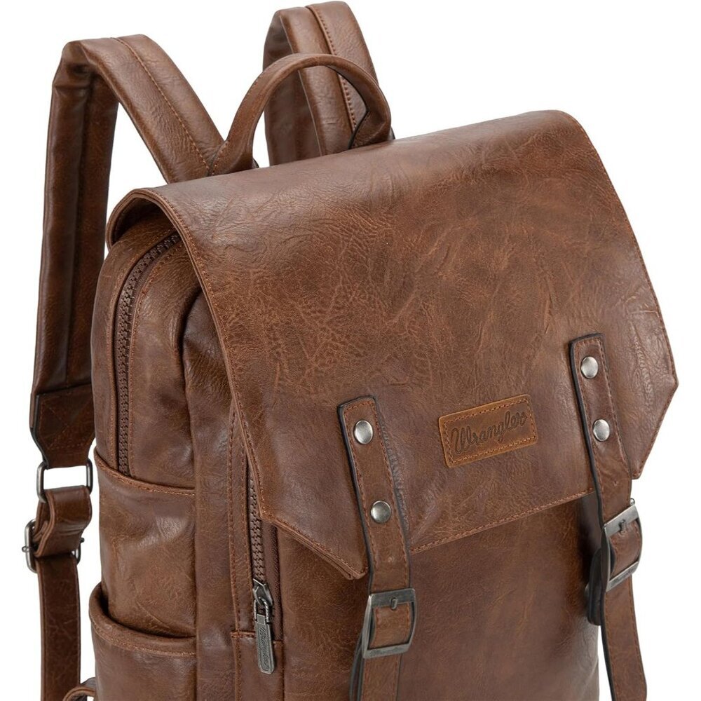 Women's Dark Brown Purse For Work Business Unisex Stylish Vegan Leather Backpack - Picture 6 of 6